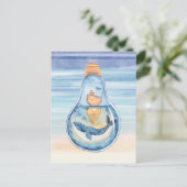 Waterverf Ocean Light bulb Humpback Whale Ship Briefkaart (Staand voorkant)