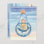 Waterverf Ocean Light bulb Humpback Whale Ship Briefkaart (Voorkant / Achterkant)