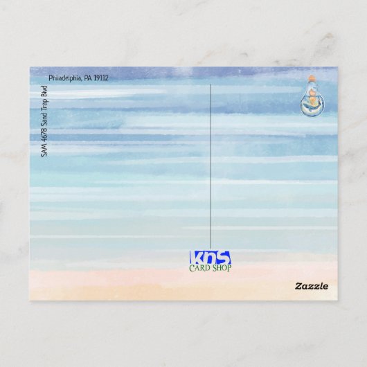 Waterverf Ocean Light bulb Humpback Whale Ship Briefkaart (Achterkant)