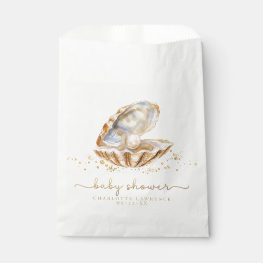 Waterverf Ocean Little Pearl Baby shower Bedankzakje (Voorkant)