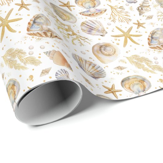 Waterverf Ocean Little Pearl Baby shower Cadeaupapier (Rol Hoek)