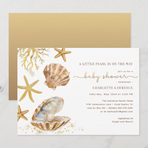 Waterverf Ocean Little Pearl Baby shower Kaart