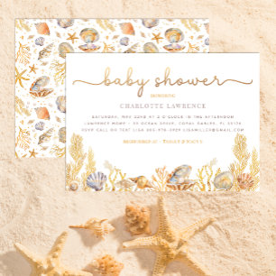 Waterverf Ocean Little Pearl Baby shower Kaart