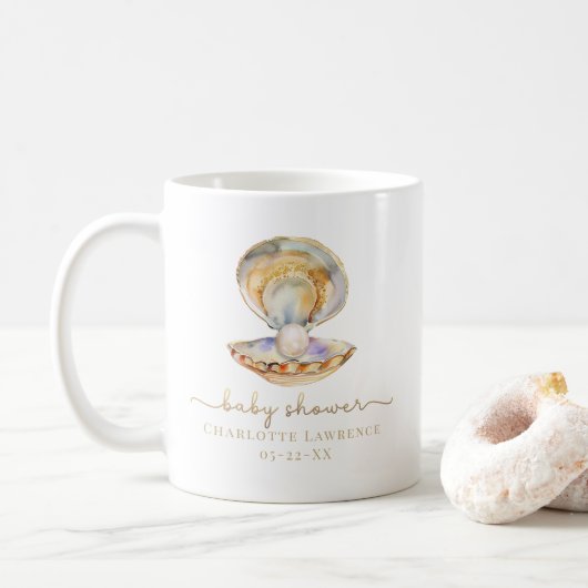 Waterverf Ocean Little Pearl Baby shower Koffiemok (Met donut)