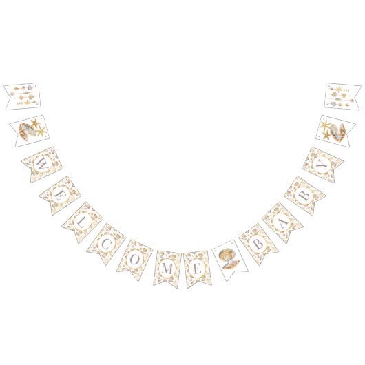 Waterverf Ocean Little Pearl Baby shower Vlaggetjes (Alle)