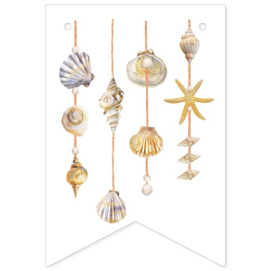 Waterverf Ocean Little Pearl Baby shower Vlaggetjes (Eerste vlag)