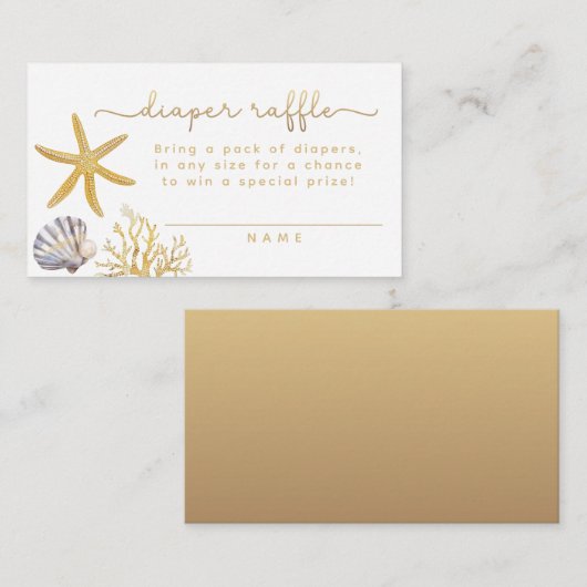 Waterverf Ocean Little Pearl Diaper Raffle Ticket Informatiekaartje (Voorkant / Achterkant)
