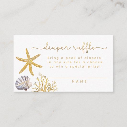 Waterverf Ocean Little Pearl Diaper Raffle Ticket Informatiekaartje (Voorkant)