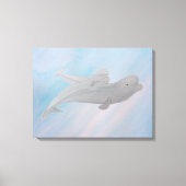 Waterverf Ocean Moeder Baby Beluga Whale Canvas Afdruk (Voorkant)