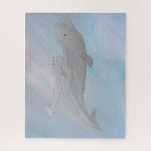 Waterverf Ocean Moeder Baby Beluga Whales