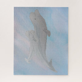 Waterverf Ocean Moeder Baby Beluga Whales Legpuzzel