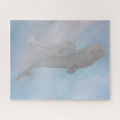 Waterverf Ocean Moeder Baby Beluga Whales Legpuzzel (Horizontaal)