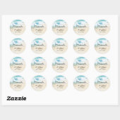 Waterverf Ocean Sand Beach Thema Bruiloft Ronde Sticker (Vel)