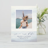 Waterverf Ocean Scene Foto Save The Date (Staand voorkant)