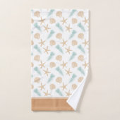 Waterverf Ocean Seashell Pattern met naam Bad Handdoek (Handdoek)