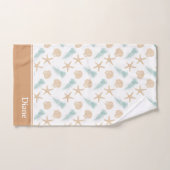 Waterverf Ocean Seashell Pattern met naam Bad Handdoek (Handdoek)
