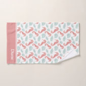Waterverf Ocean Seashell Pattern met Naam Roze Bad Handdoek (Handdoek)