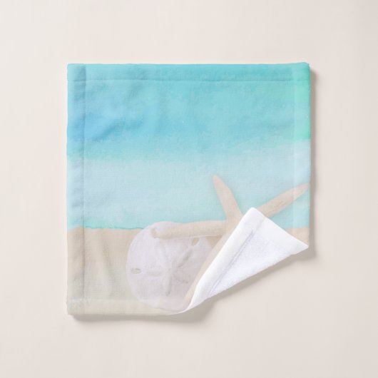 Waterverf Ocean Starfish and Sand Dollar Bad Handdoek (Wasdoekje)