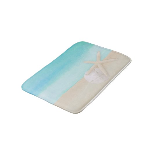 Waterverf Ocean Starfish and Sand Dollar Badmat (Gekanteld)