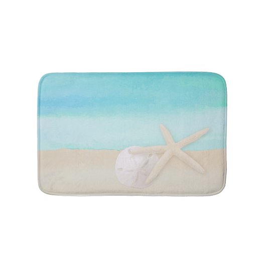 Waterverf Ocean Starfish and Sand Dollar Badmat (Voorkant)