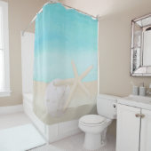 Waterverf Ocean Starfish and Sand Dollar Douchegordijn (In situ)