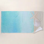 Waterverf Ocean Starfish and Sand Dollar Strandlaken (Voorkant)