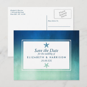 Waterverf Ocean Starfish Beach Save the Date Briefkaart