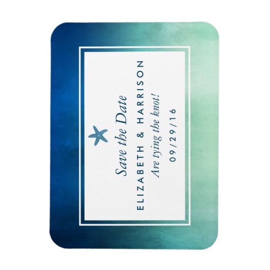 Waterverf Ocean Starfish Beach Save the Date Magneet (Verticaal)