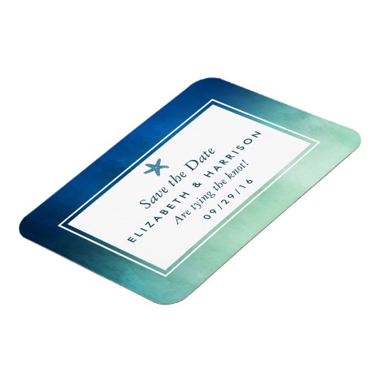 Waterverf Ocean Starfish Beach Save the Date Magneet (Linkerzijde)