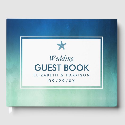 Waterverf Ocean Starfish Beach Wedding Gastenboek (Voorkant)