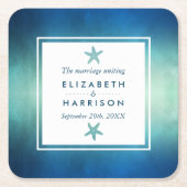 Waterverf Ocean Starfish Beach Wedding Kartonnen Onderzetters (Voorkant)