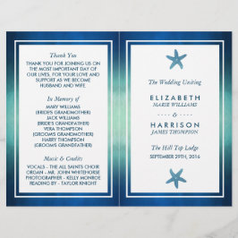 Waterverf Ocean Starfish Beach Wedding Programme