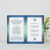 Waterverf Ocean Starfish Beach Wedding Programme (Staand voorkant)