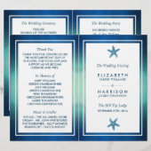 Waterverf Ocean Starfish Beach Wedding Programme (Voorkant / Achterkant)