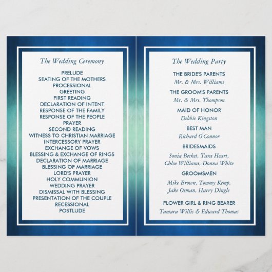 Waterverf Ocean Starfish Beach Wedding Programme (Achterkant)