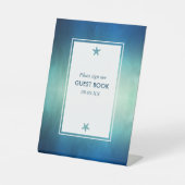 Waterverf Ocean Starfish Beach Wedding Reclamebord Met Voetstuk (Voorkant)