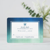 Waterverf Ocean Starfish Beach Wedding RSVP Kaartje (Staand voorkant)