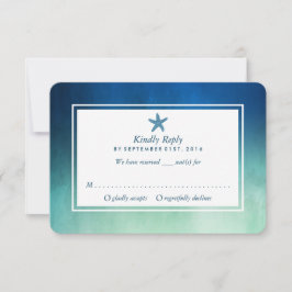 Waterverf Ocean Starfish Beach Wedding RSVP Kaartje