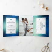 Waterverf Ocean Starfish Beach Wedding Suite Drieluik Uitnodiging (Binnen)