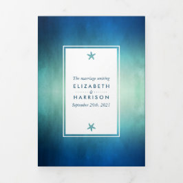 Waterverf Ocean Starfish Beach Wedding Suite Drieluik Uitnodiging