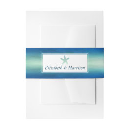 Waterverf Ocean Starfish Beach Wedding Uitnodigingen Wikkel