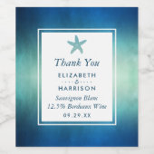 Waterverf Ocean Starfish Beach Wedding Wijn Etiket (Enkel label)