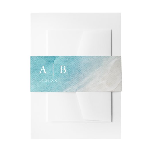 Waterverf Ocean Summer Beach Weddenschap B Uitnodigingen Wikkel (Voorkant Voorbeeld)