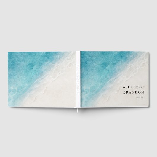 Waterverf Ocean Summer Blue Beach Weddenschap Gastenboek (Volledig)