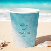 Waterverf Ocean Summer Blue Beach Weddenschap Papieren Bekers