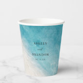 Waterverf Ocean Summer Blue Beach Weddenschap Papieren Bekers (Voorkant)
