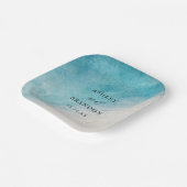 Waterverf Ocean Summer Blue Beach Weddenschap Papieren Bordje (Gebogen)
