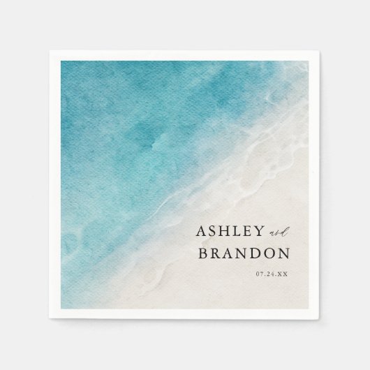 Waterverf Ocean Summer Blue Beach Weddenschap Servet (Voorkant)