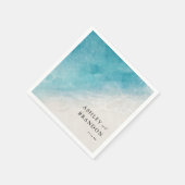 Waterverf Ocean Summer Blue Beach Weddenschap Servet (Hoek)