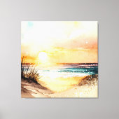 Waterverf Ocean Sunset Canvas Afdruk (Voorkant)